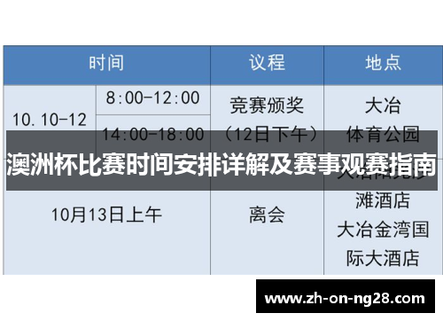 澳洲杯比赛时间安排详解及赛事观赛指南 澳洲杯比赛时间安排详解及赛事观赛指南